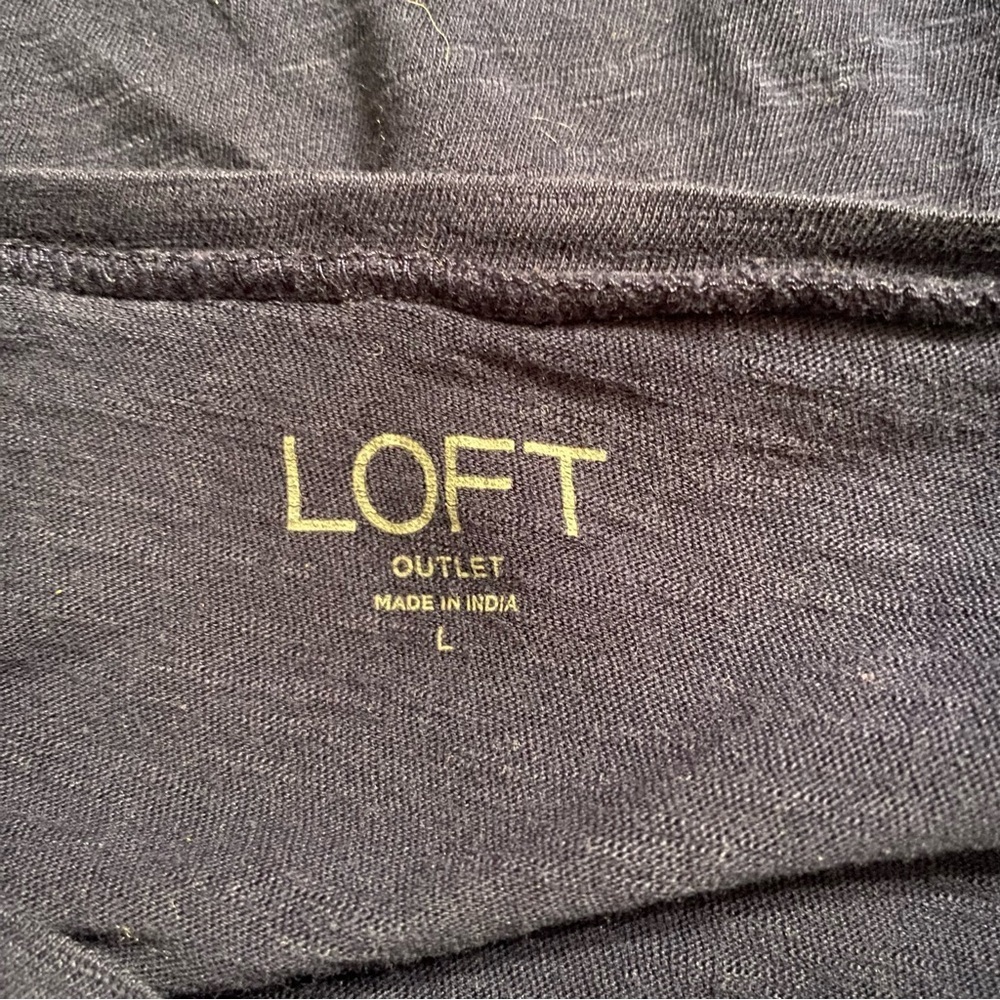 LOFT Blue Cotton 3/4 Sleeve Gauze Sleeve Top - Picture 4 of 5